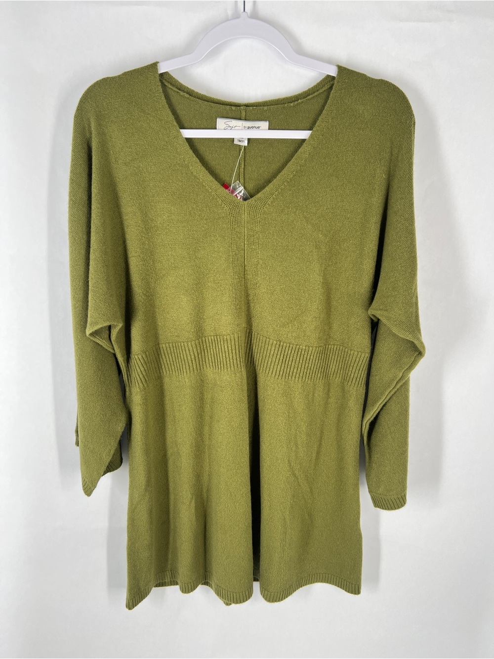Avenue Soft Olive Knit Tunic Sweater NWT Plus Size 18/20